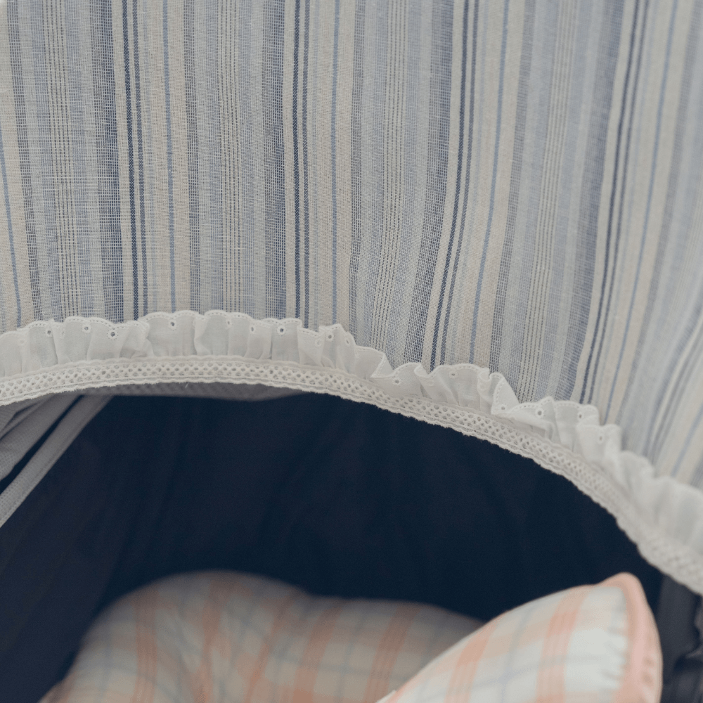 【予約】Lace Buggy Blanket (Heart / Ribbon / Blue Stripe)