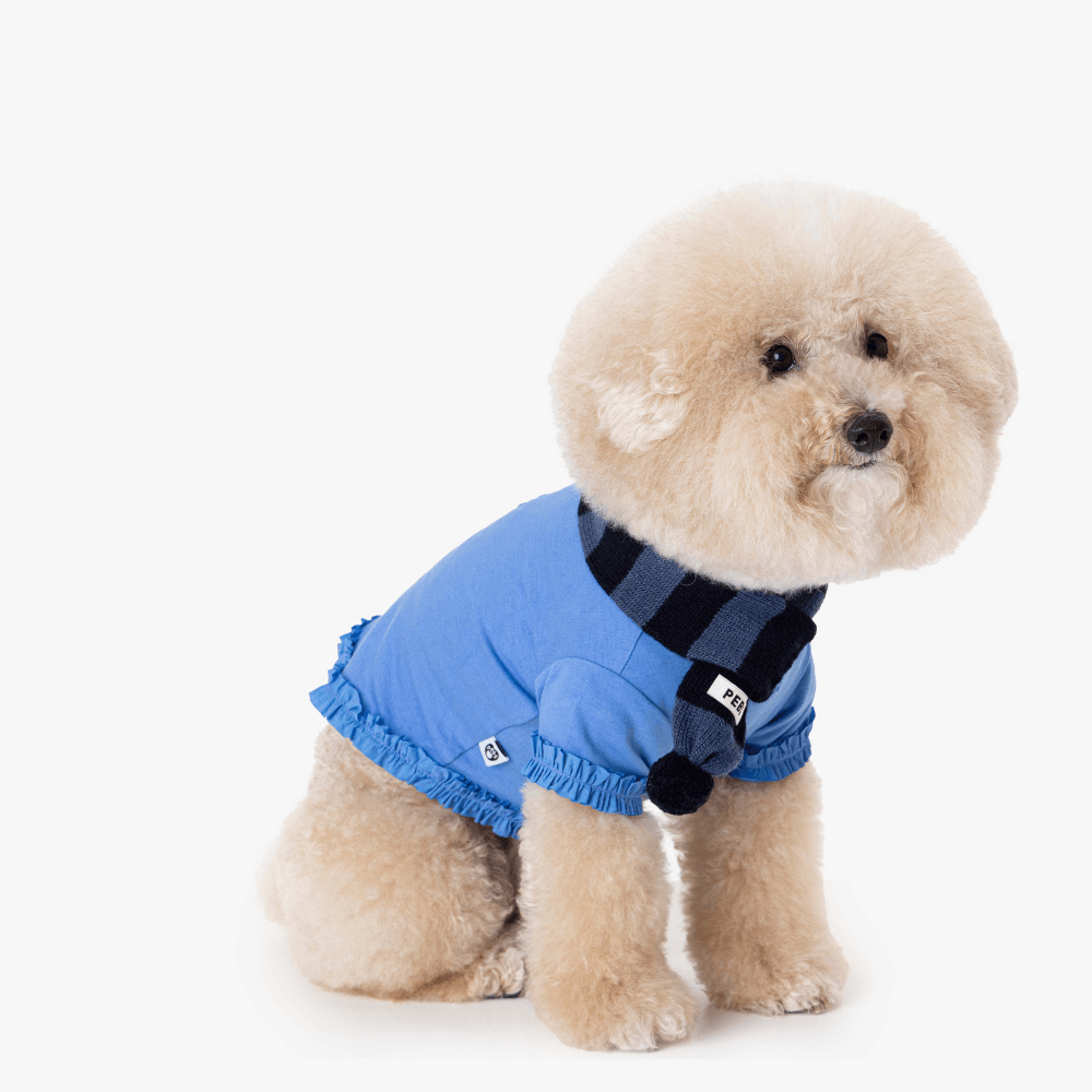 WOOL PUPPY POM-POM MUFFLER(NAVY)