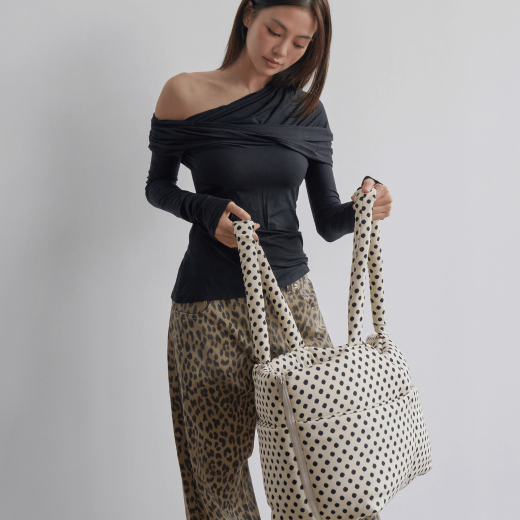 APERTY wide bag dot ivory