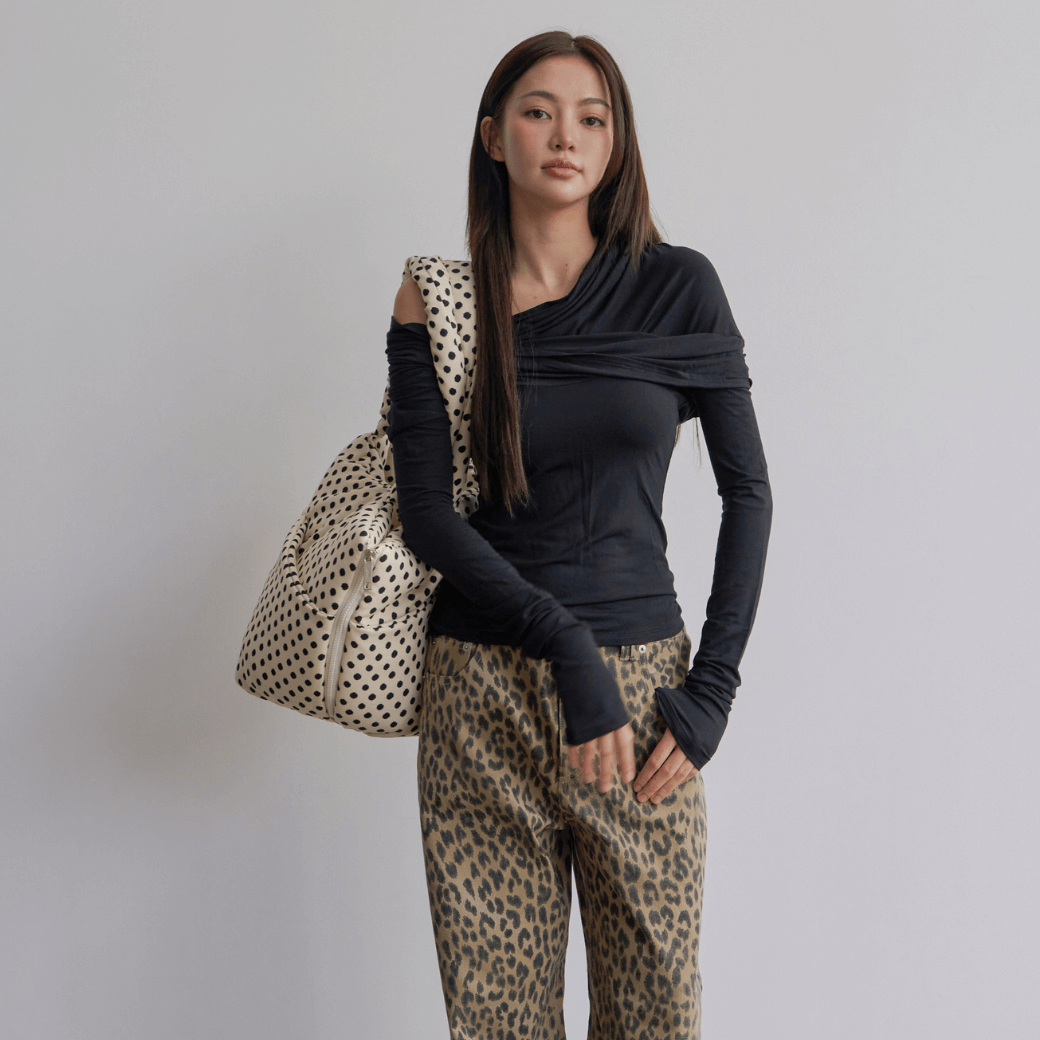 APERTY wide bag dot ivory