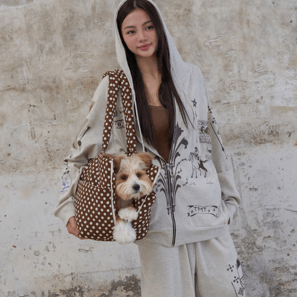 ORIGINAL APERTY キャリーバッグ　犬 APERTY wide bag – dot brown｜韓国発の犬用キャリーバッグ｜MINIME