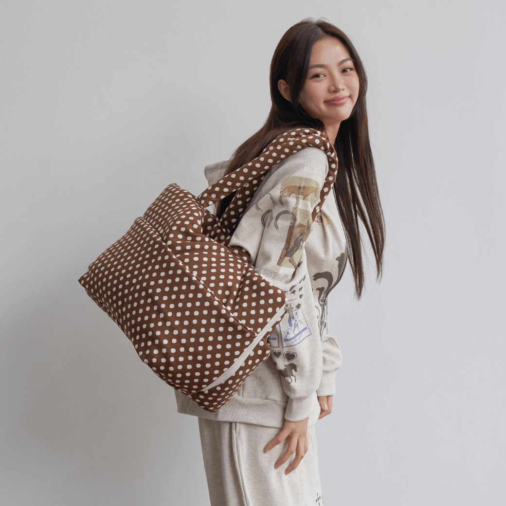 APERTY wide bag dot brown