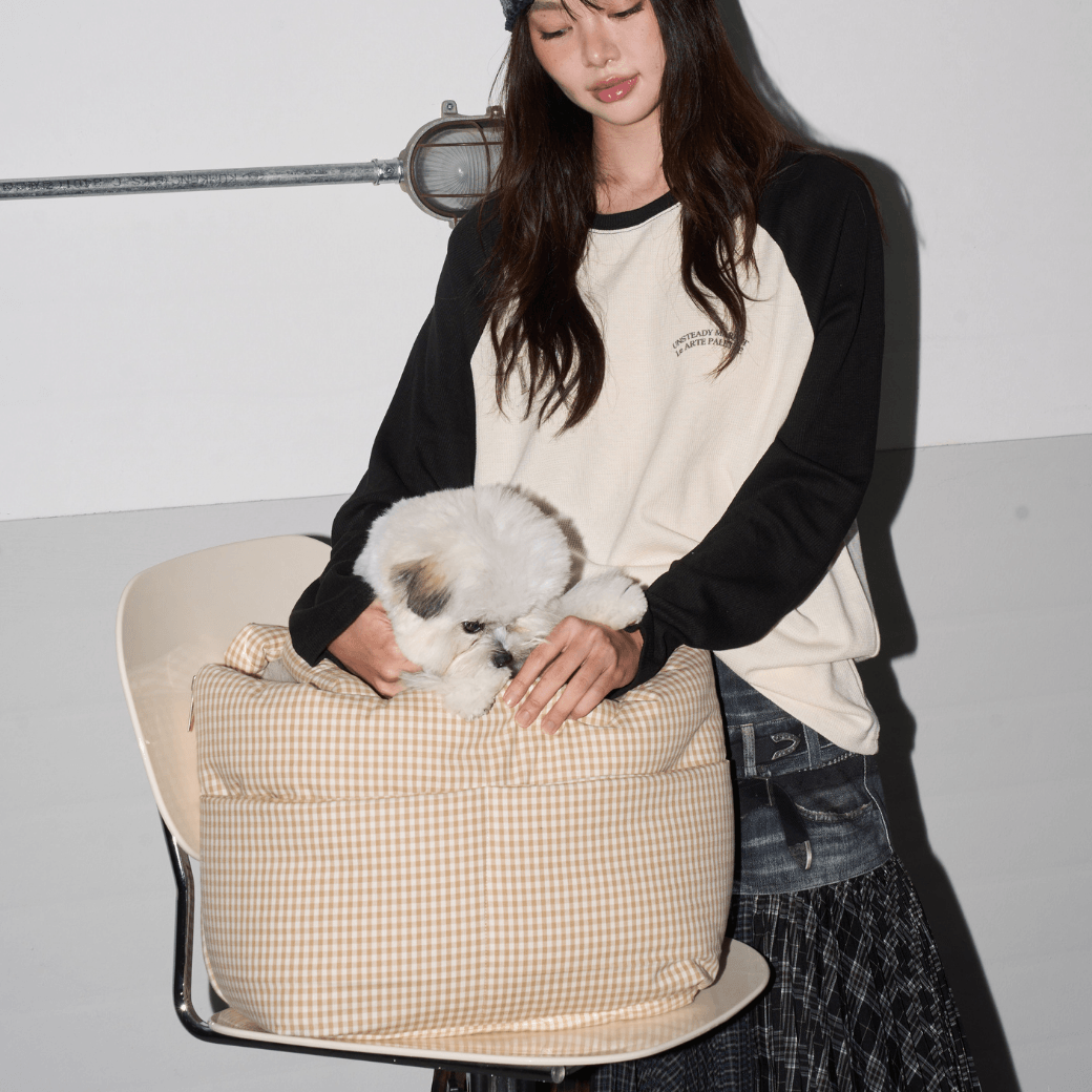 【9/9 20:00-】wide bag - plaid beige(APERTY)