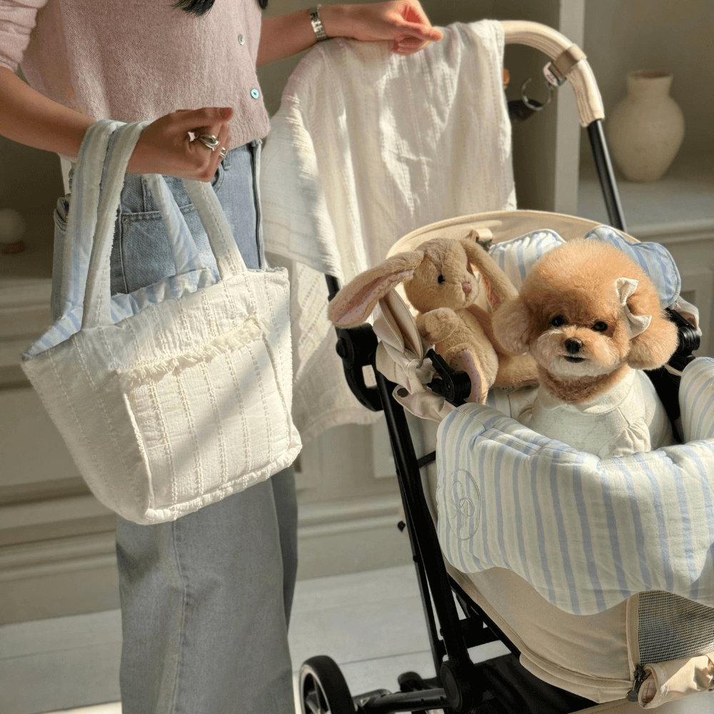 Fluffy Reversible Buggy Walk Bag (Candy Stripe / Poppy Flower)