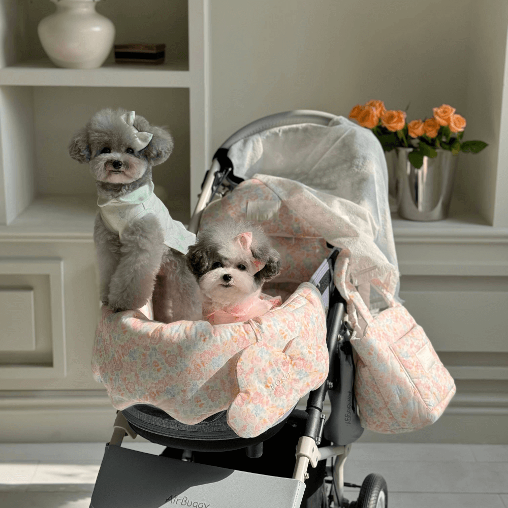 Fluffy Reversible Buggy Walk Bag (Candy Stripe / Poppy Flower)