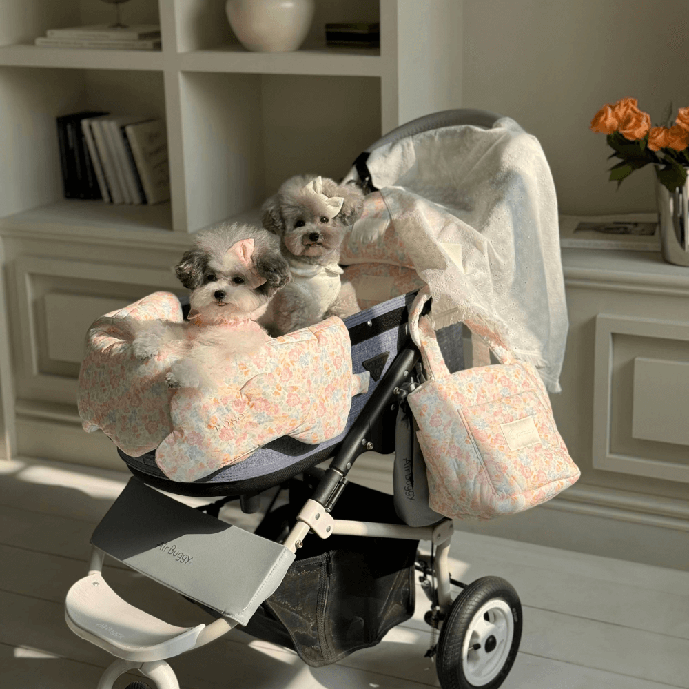 Fluffy Reversible Buggy Walk Bag (Candy Stripe / Poppy Flower)