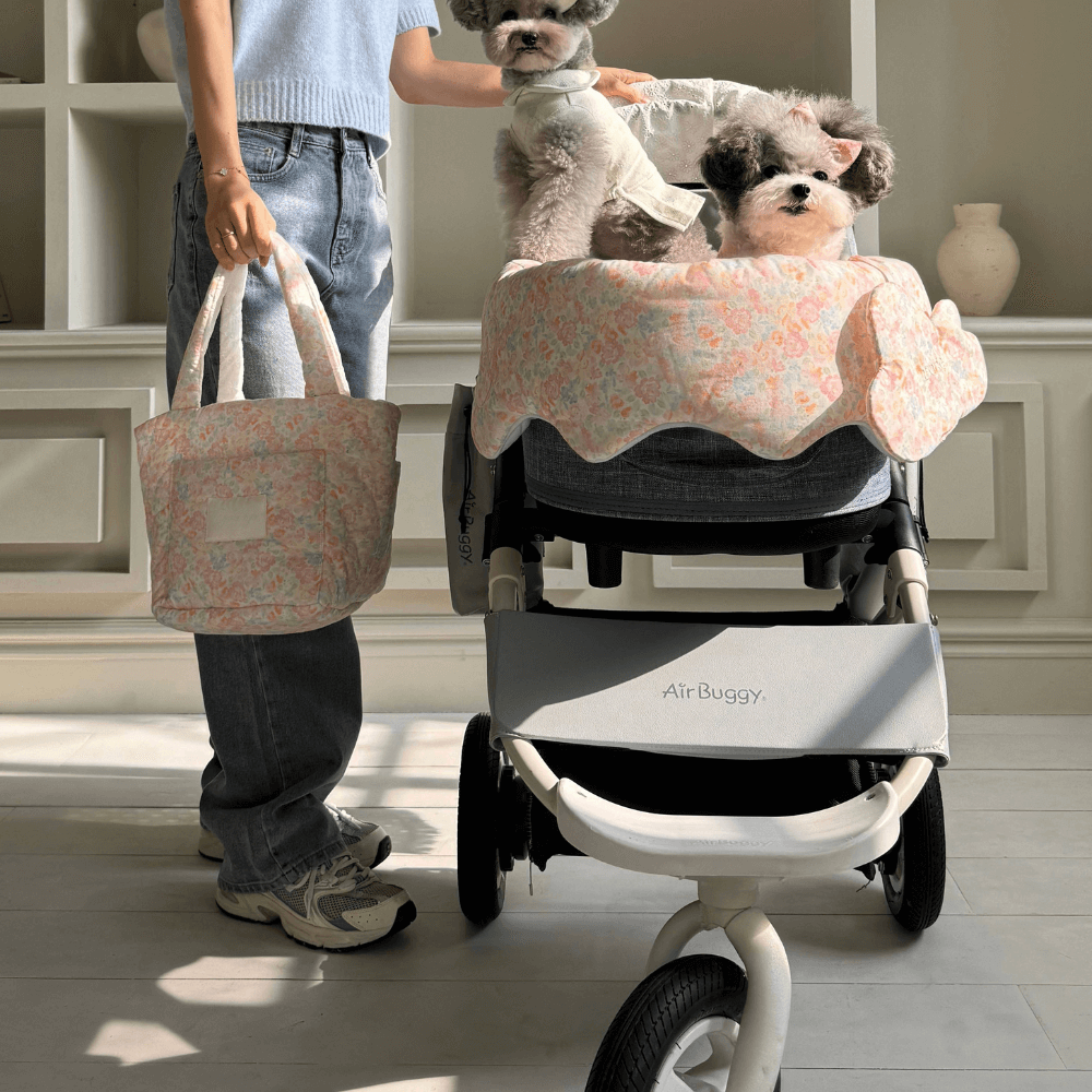 Fluffy Reversible Buggy Walk Bag (Candy Stripe / Poppy Flower)