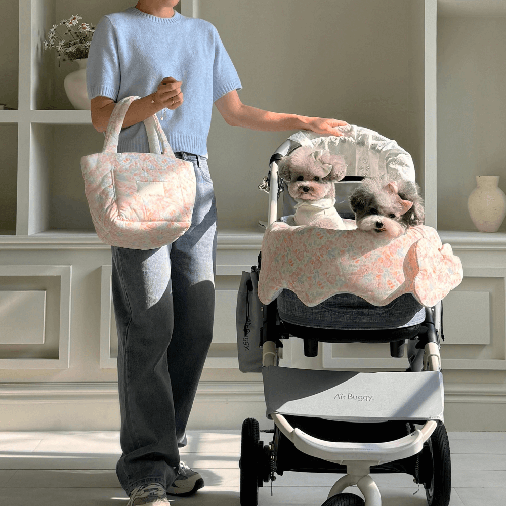 Fluffy Reversible Buggy Walk Bag (Candy Stripe / Poppy Flower)