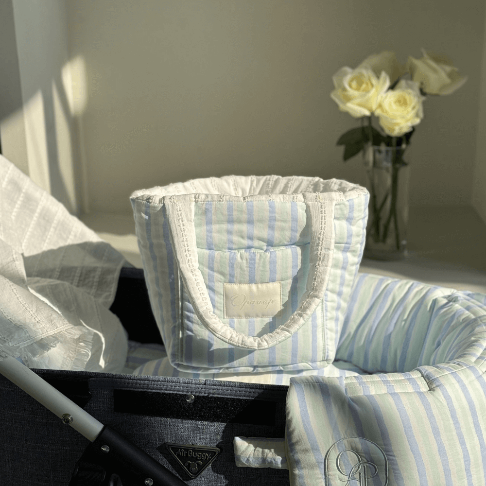 Fluffy Reversible Buggy Walk Bag (Candy Stripe / Poppy Flower)