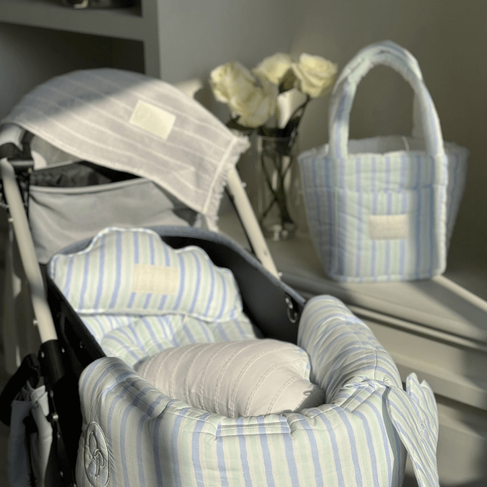 Fluffy Reversible Buggy Walk Bag (Candy Stripe / Poppy Flower)