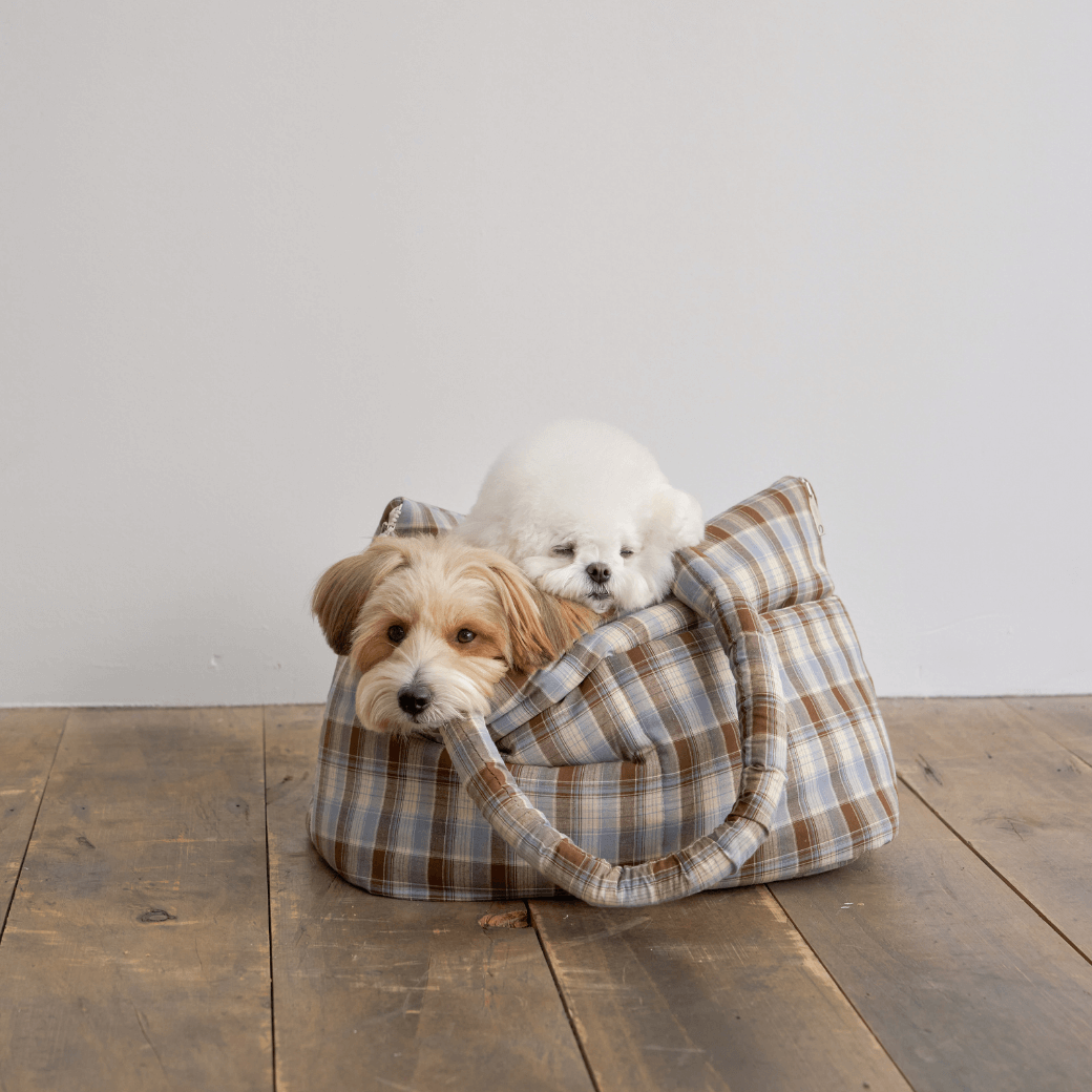 APERTY wide bag tartan blue