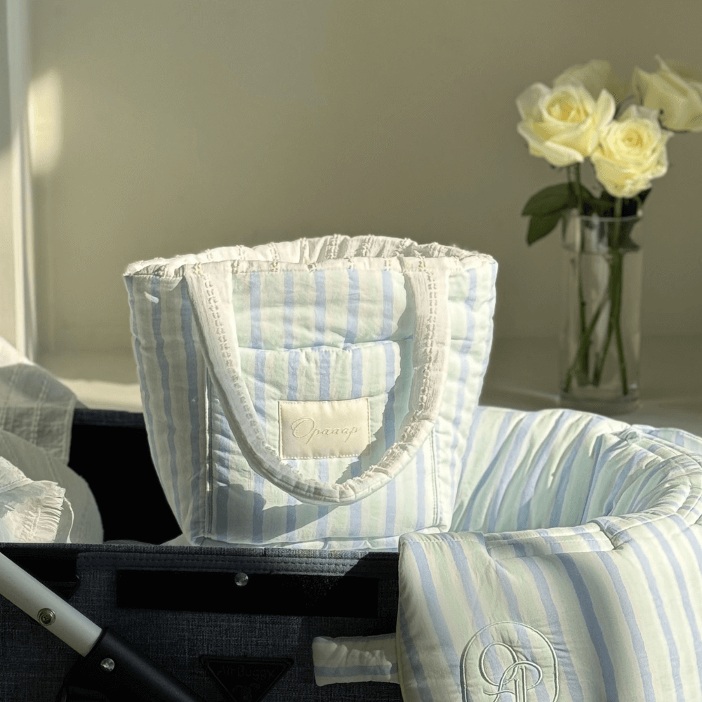 Fluffy Reversible Buggy Walk Bag (Candy Stripe / Poppy Flower)