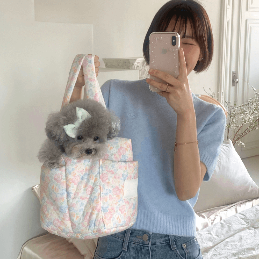 Fluffy Reversible Buggy Walk Bag (Candy Stripe / Poppy Flower)