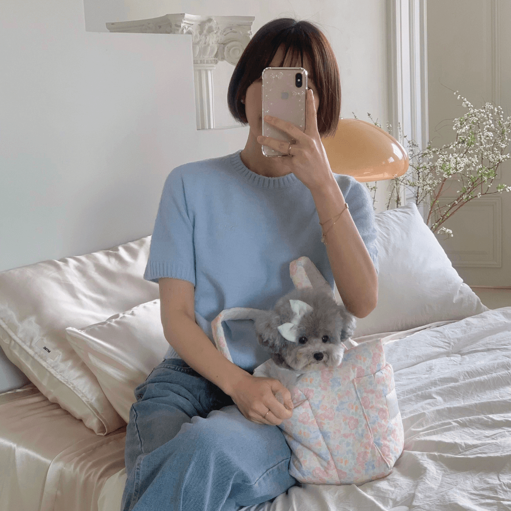 Fluffy Reversible Buggy Walk Bag (Candy Stripe / Poppy Flower)