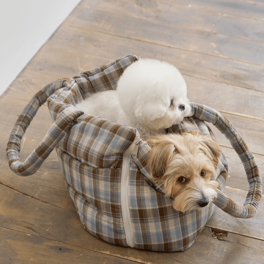 APERTY wide bag tartan blue