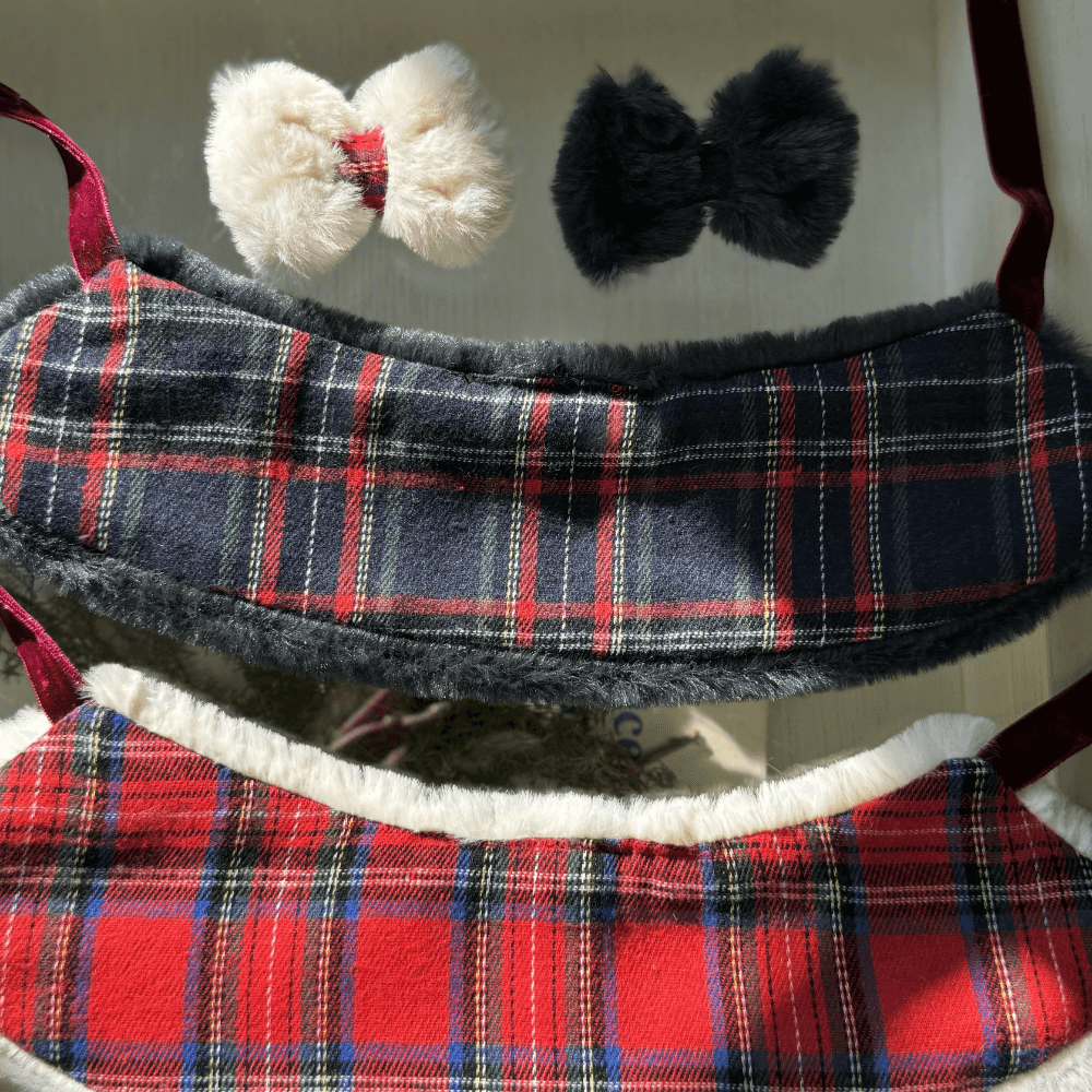 Merry Check Fur Cape(Red)