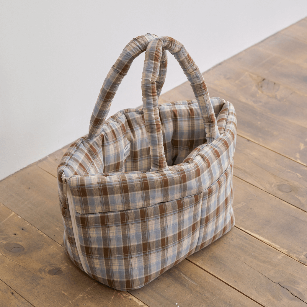 APERTY wide bag tartan blue
