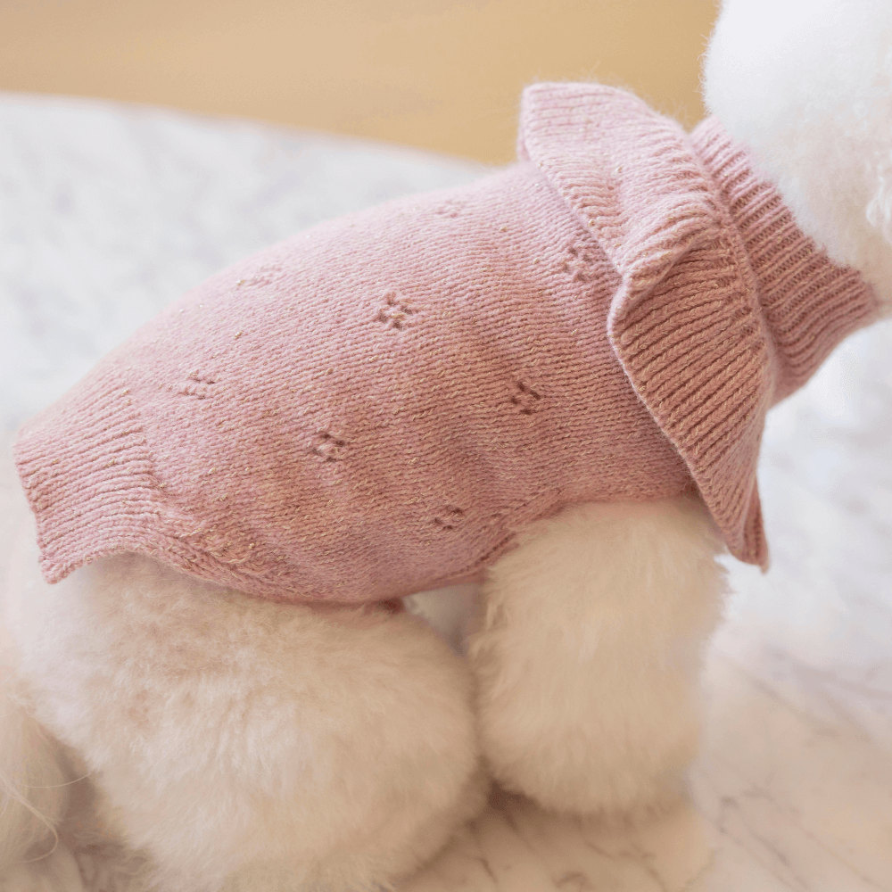 Glitter Frill Knit(Dusty Pink)
