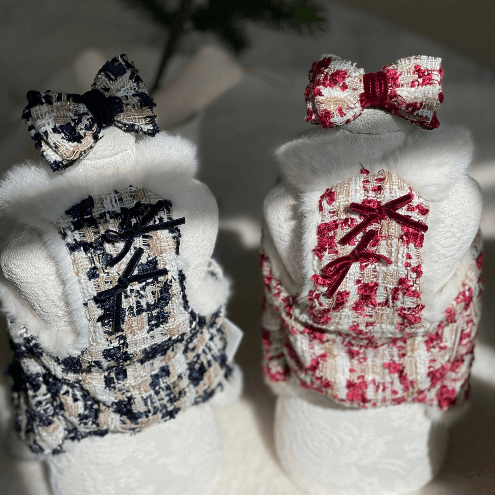 Merry Check Fur Tweed Bustier (Very Navy)