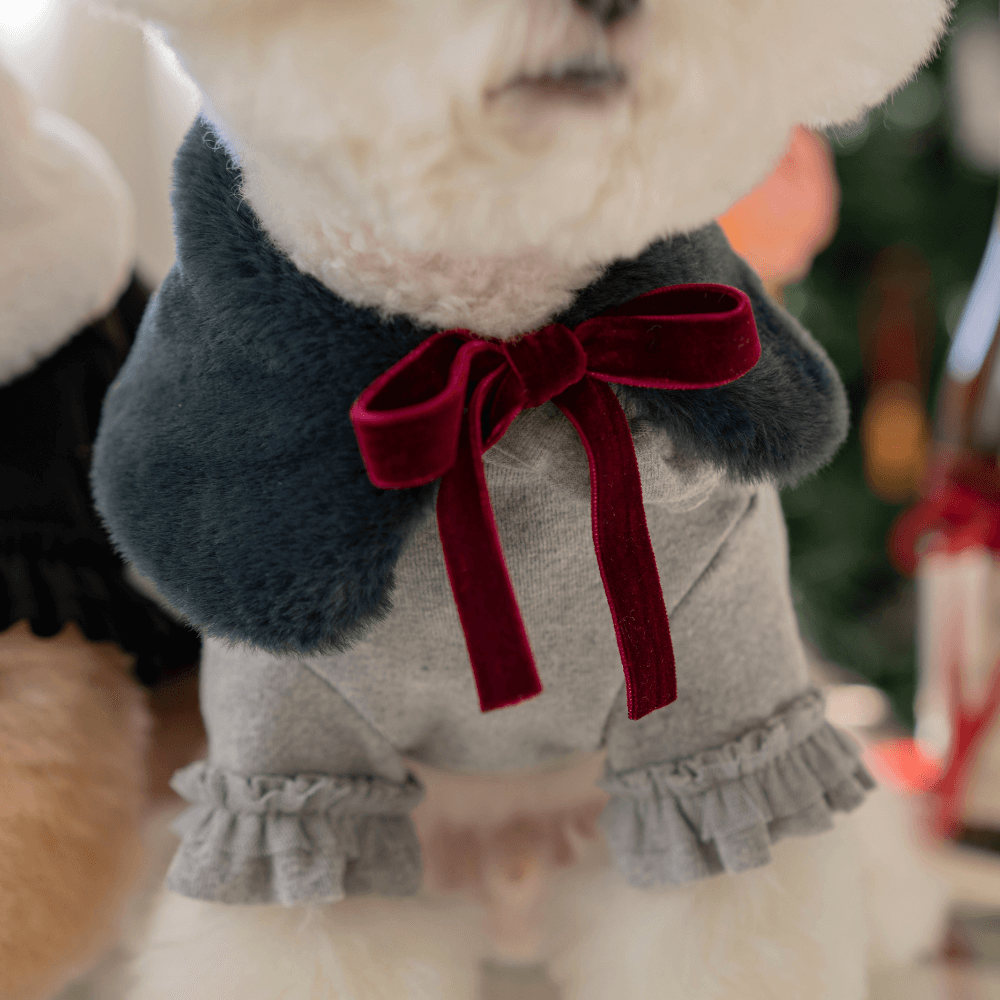 Merry Check Fur Cape(Navy)