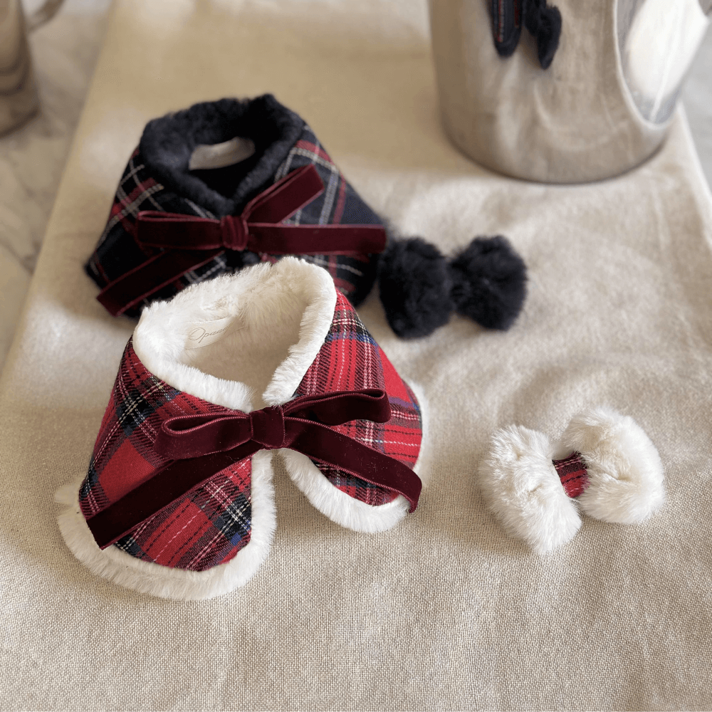 Merry Check Fur Cape(Red)