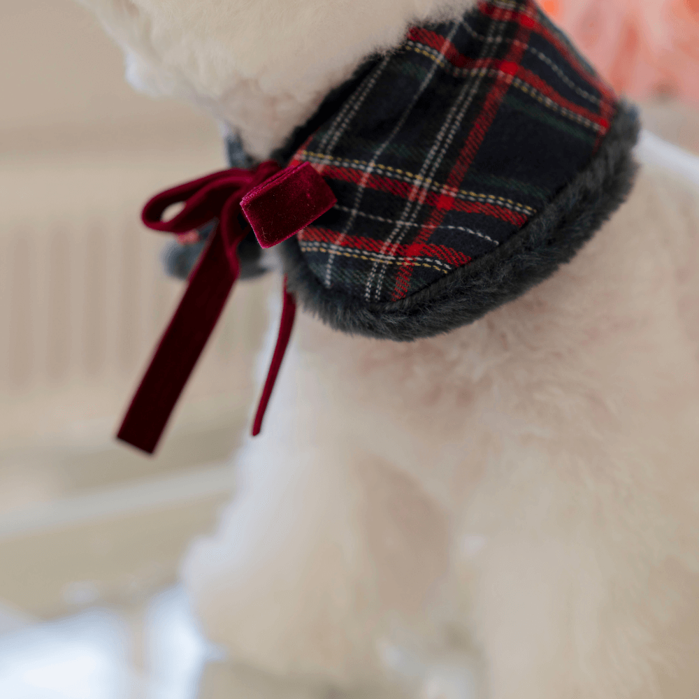 Merry Check Fur Cape(Navy)