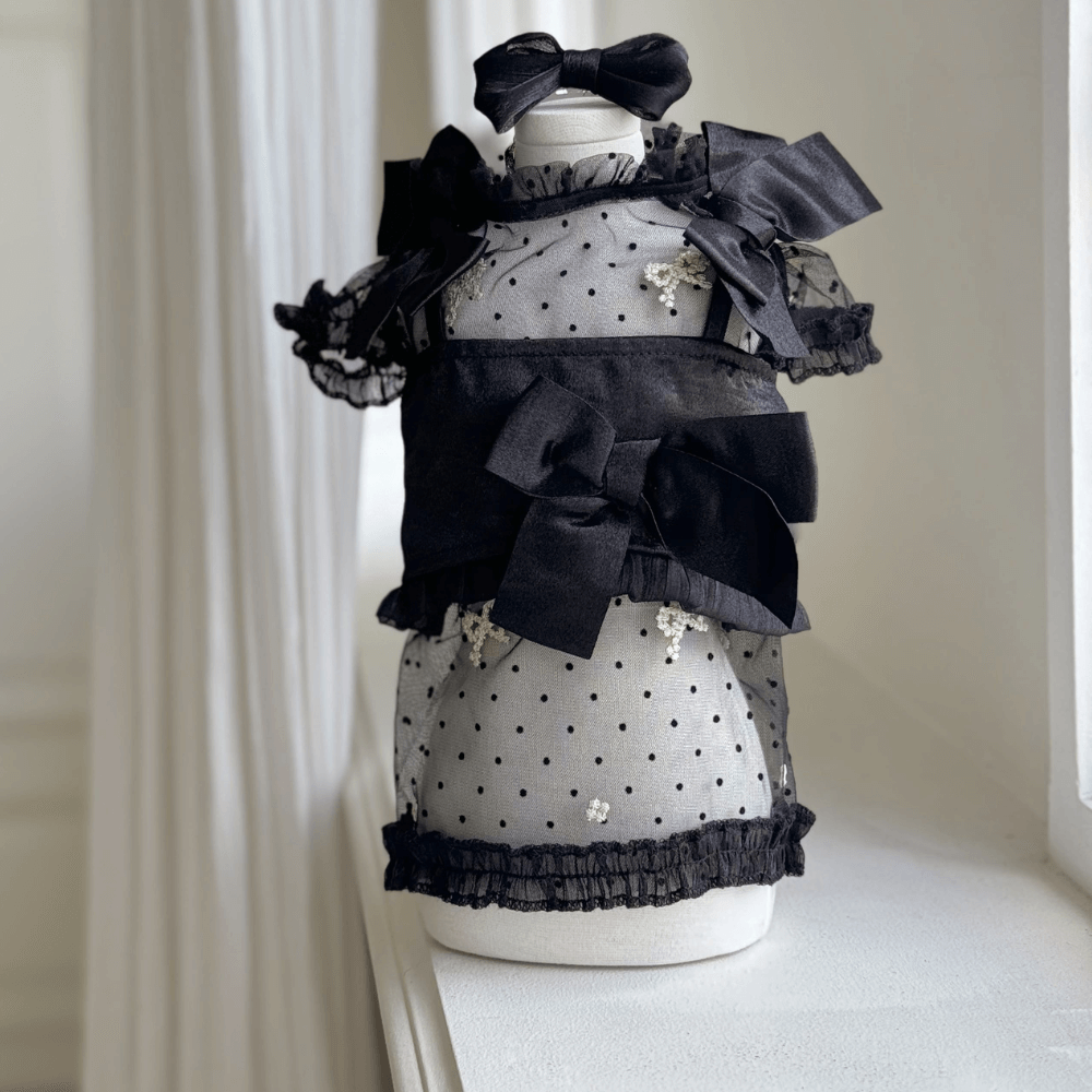 Shiny Ribbon Bustier(Shimmer Black)