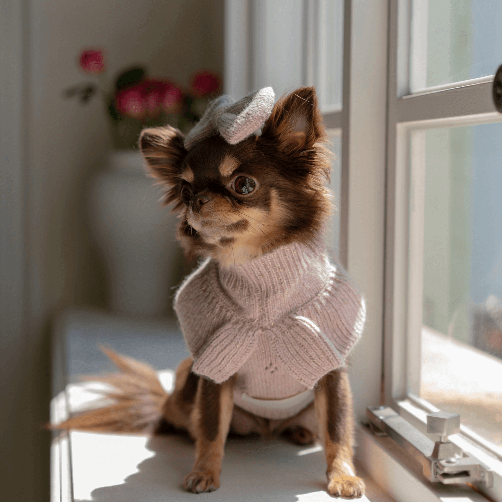 Glitter Frill Knit(Dusty Pink)