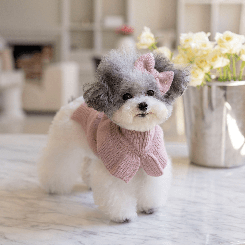 Glitter Frill Knit(Dusty Pink)