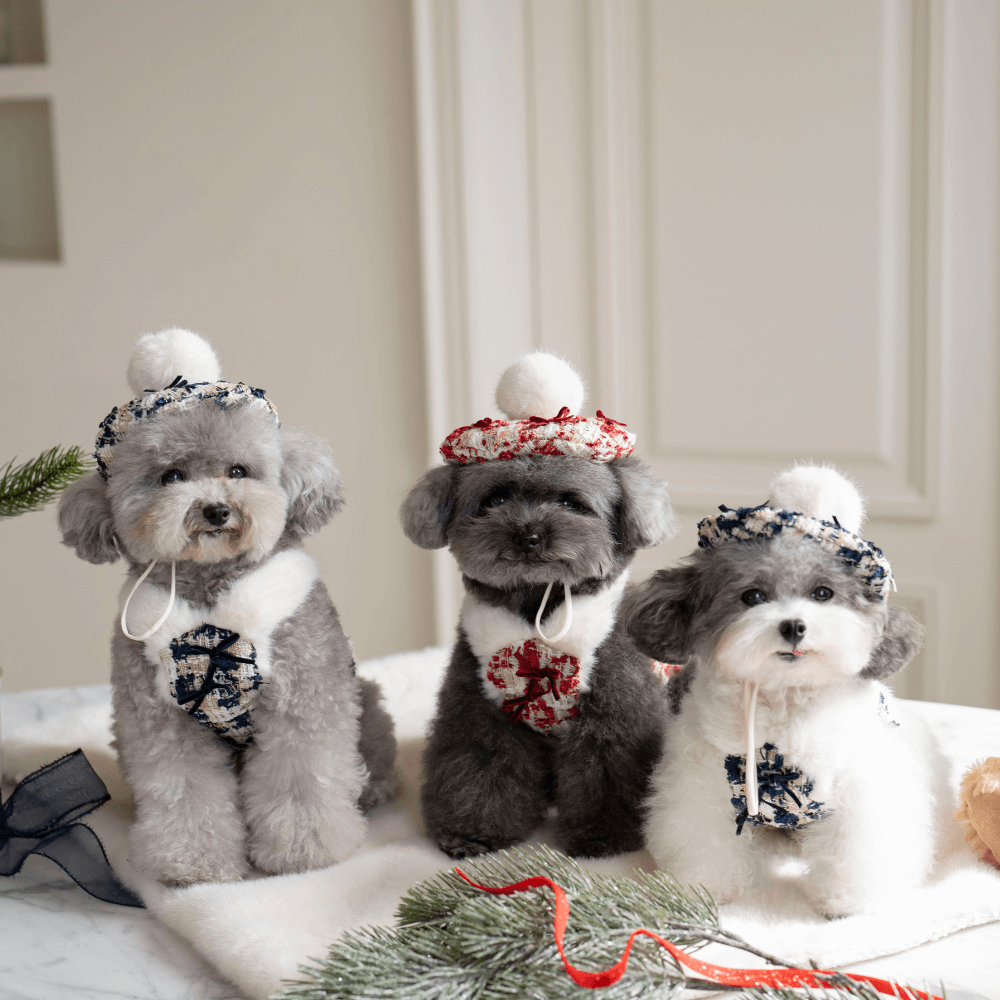 Merry Check Fur Tweed Bustier (Very Navy)