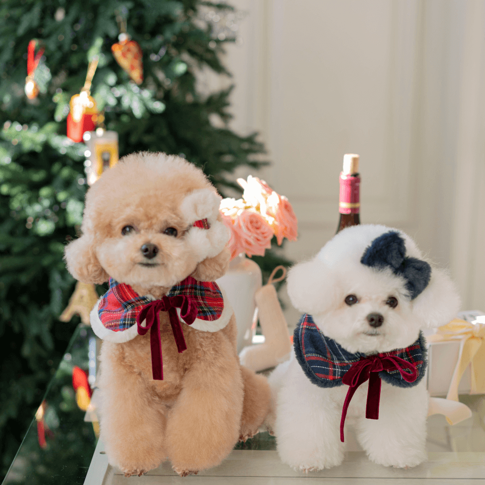 Merry Check Fur Cape(Red)