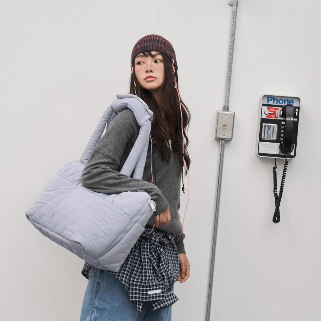 【9/9 20:00-】wide bag - quilted bluegrey(APERTY)