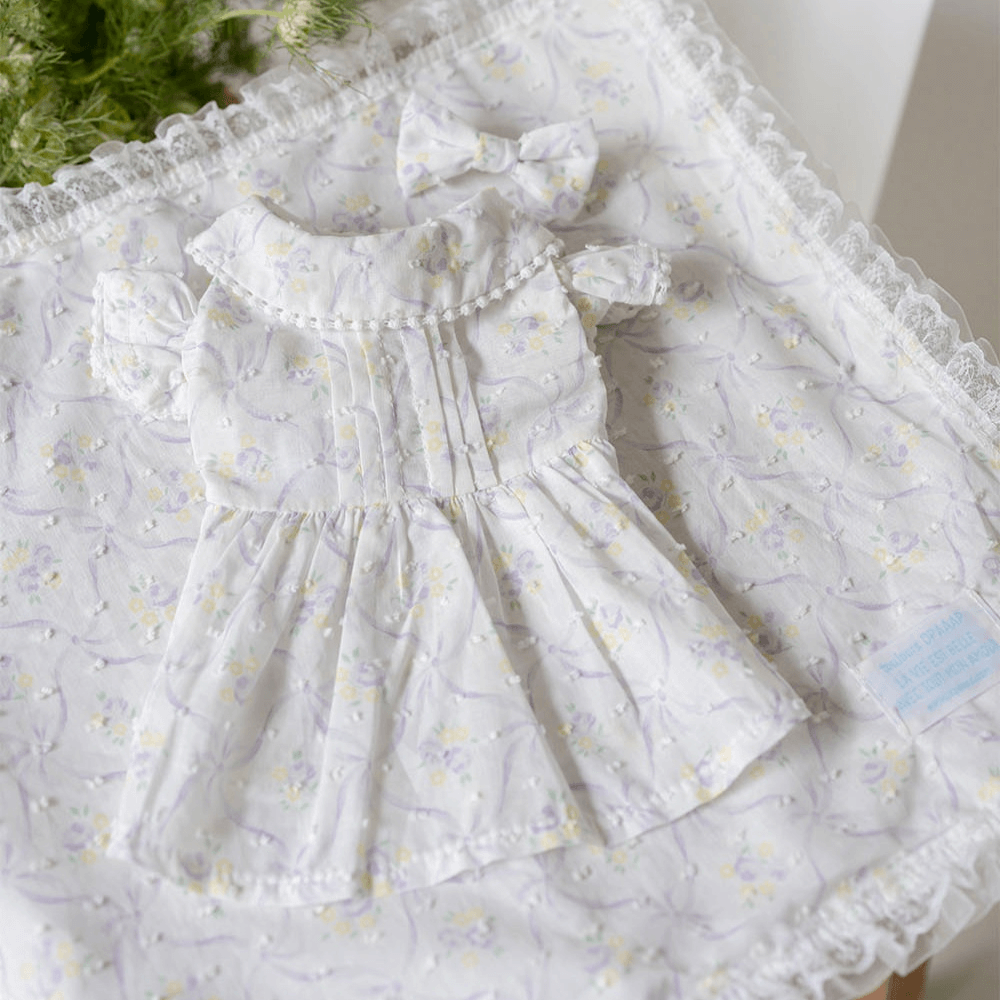 Pom Pom Lace Dress(Purple)