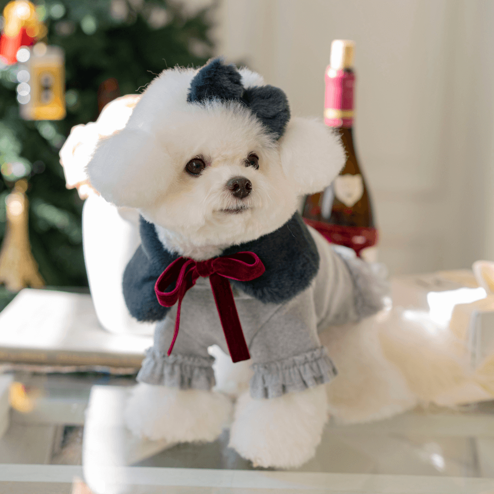 Merry Check Fur Cape(Navy)