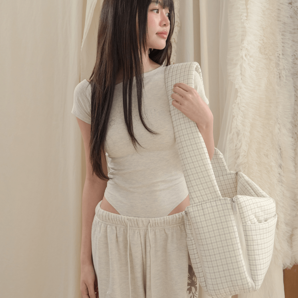 【予約】open bag - check ivory(APERTY)