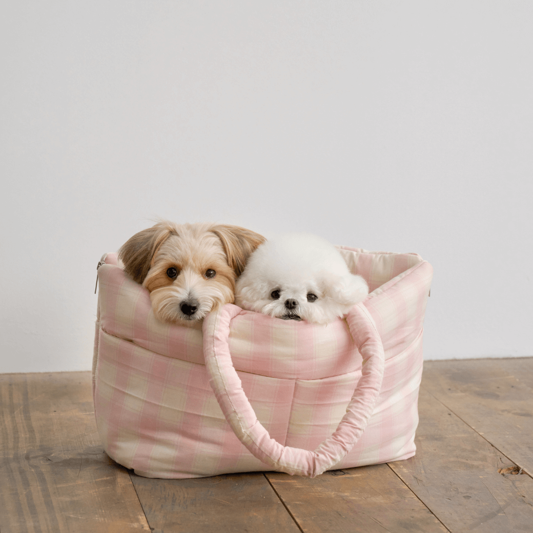 APERTY wide bag tartan pink