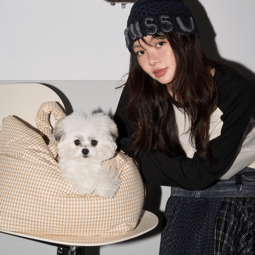 【9/9 20:00-】wide bag - plaid beige(APERTY)