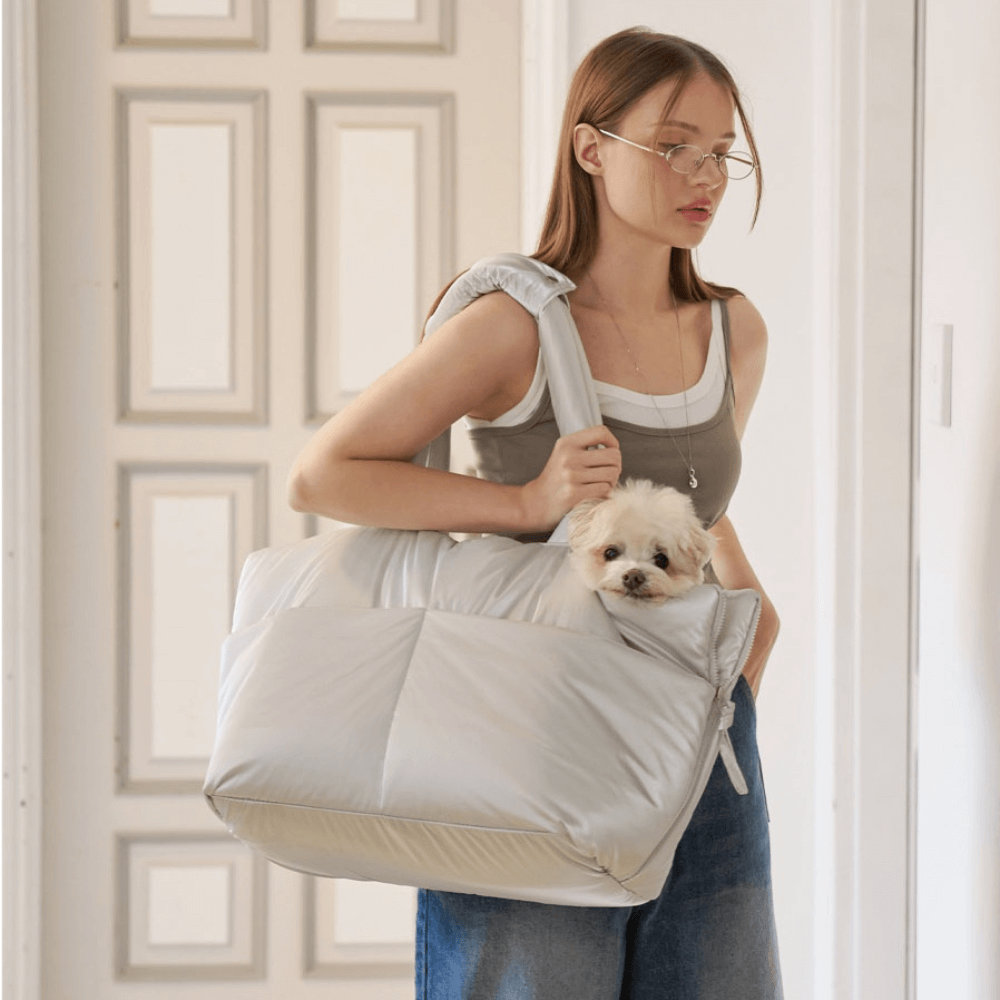 APERTY wide bag – silver|韓国発の犬用キャリーバッグ|MINIME APERTY wide bag – silver|韓国発の犬用キャリーバッグ|MINIME
