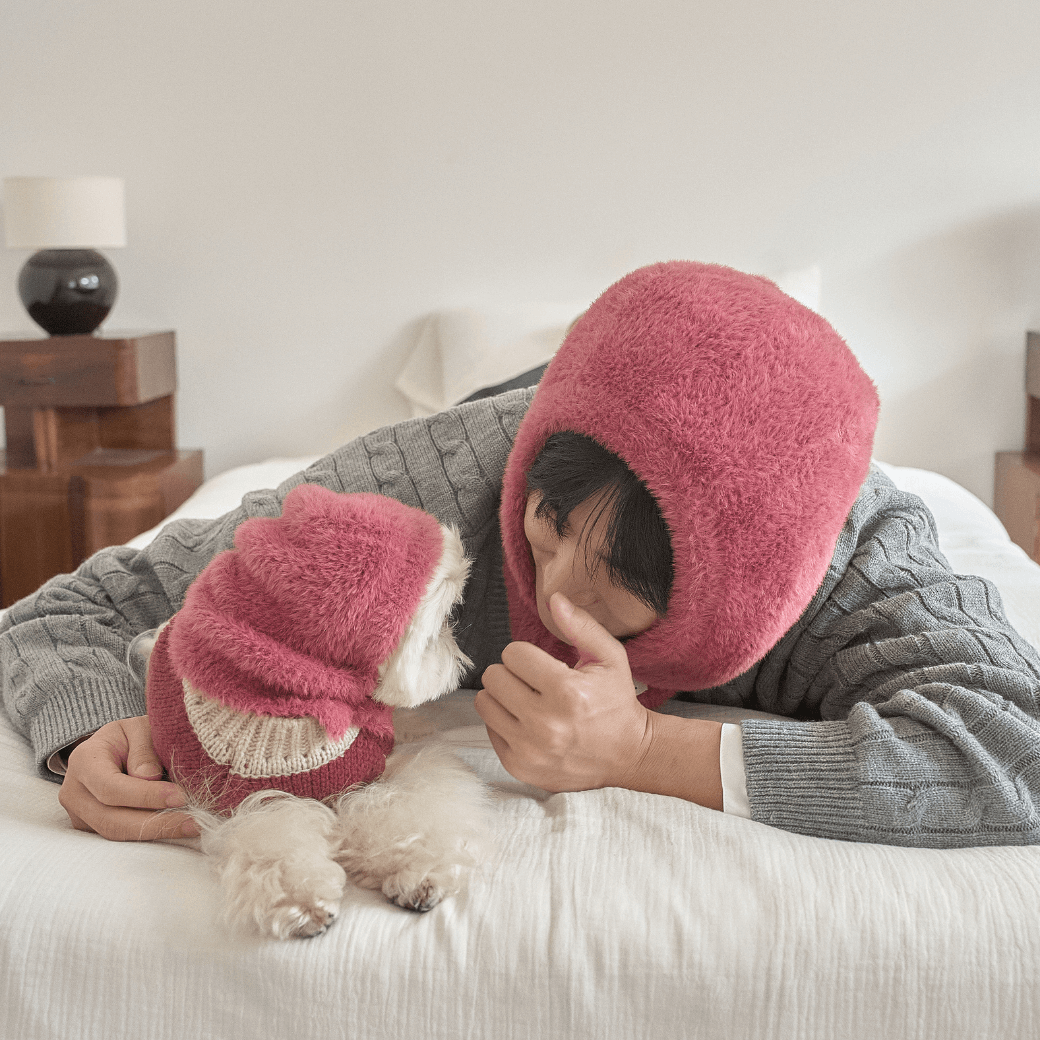 Winter Snuggle Balaclava Cherry (for dog / for human)
