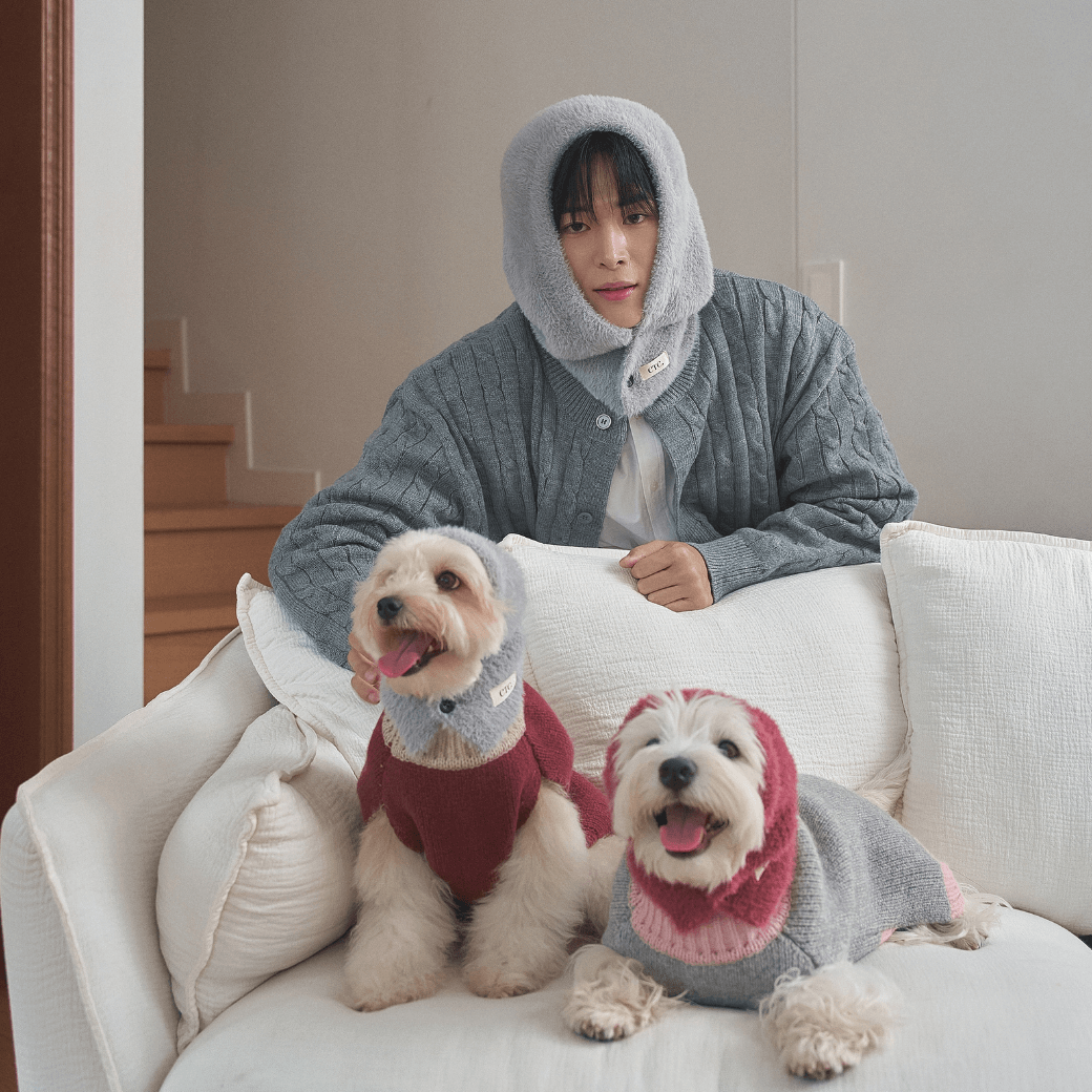 Winter Snuggle Balaclava Cherry (for dog / for human)