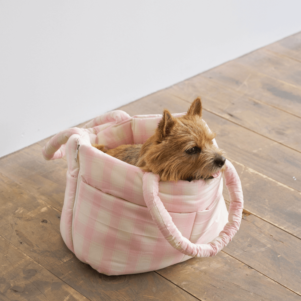 APERTY wide bag tartan pink