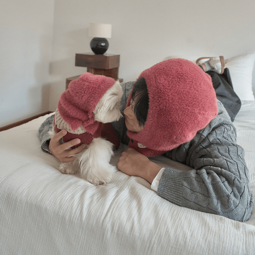 Winter Snuggle Balaclava Cherry (for dog / for human)