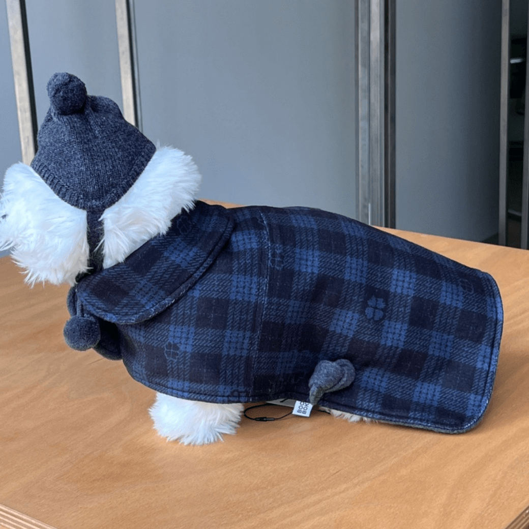 Reversible wool puppy pom-pom coat (Gray)