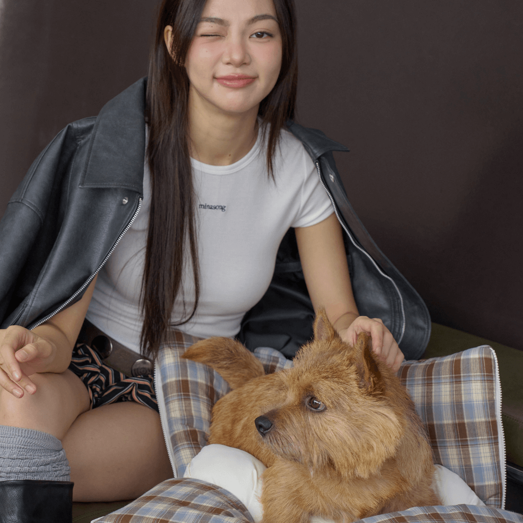 APERTY wide bag tartan blue