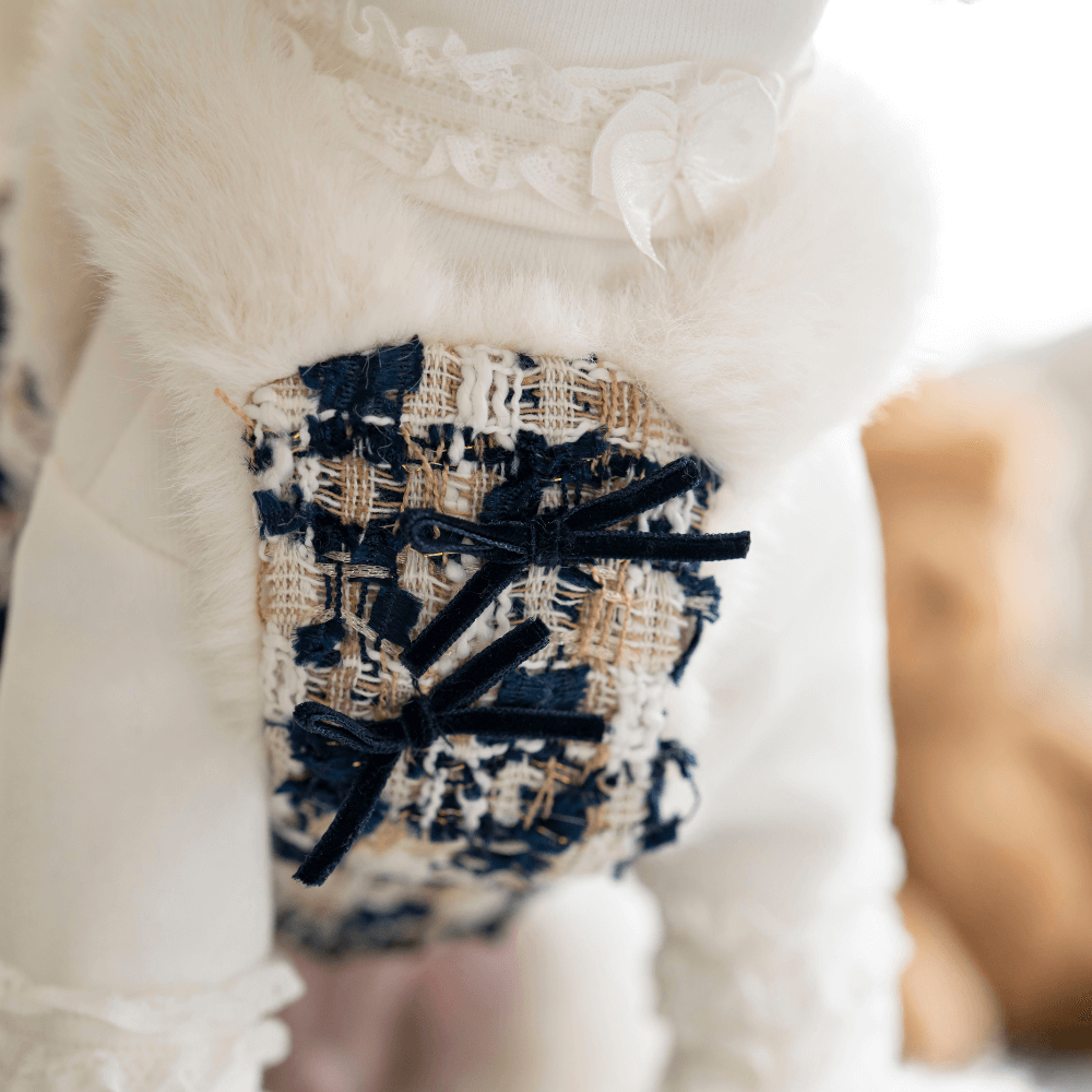 Merry Check Fur Tweed Bustier (Very Navy)