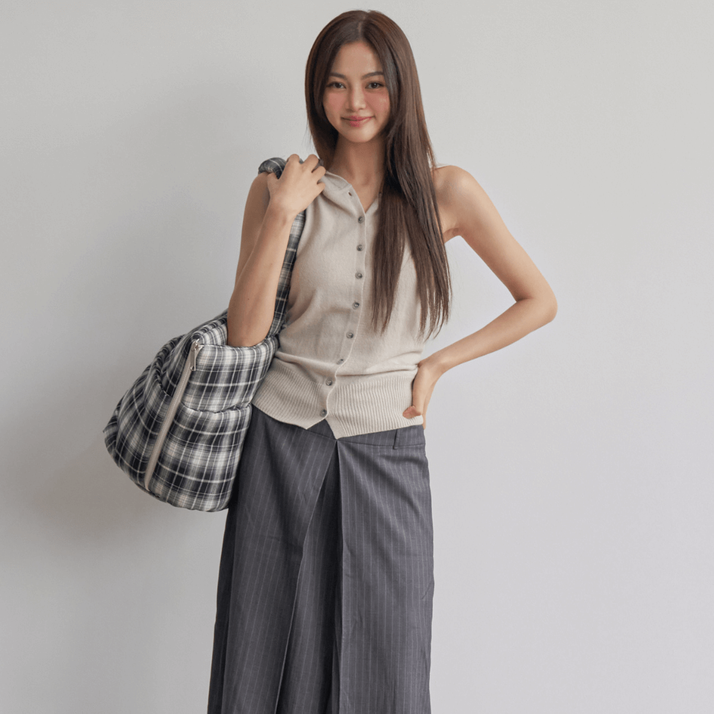 APERTY wide bag tartan black