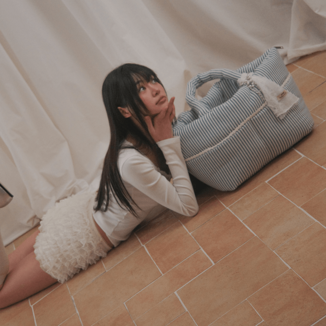 wide bag - stripe blue(APERTY)