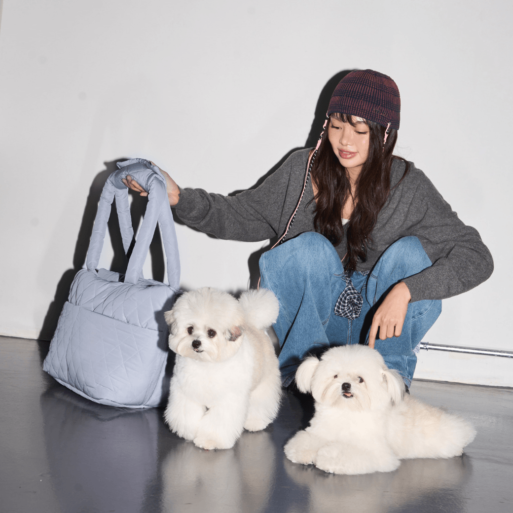 【9/9 20:00-】wide bag - quilted bluegrey(APERTY)