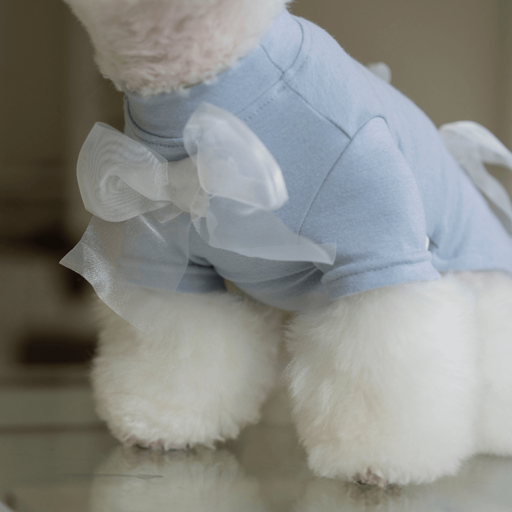 Wool-Like Bow T-shirt (Blue)