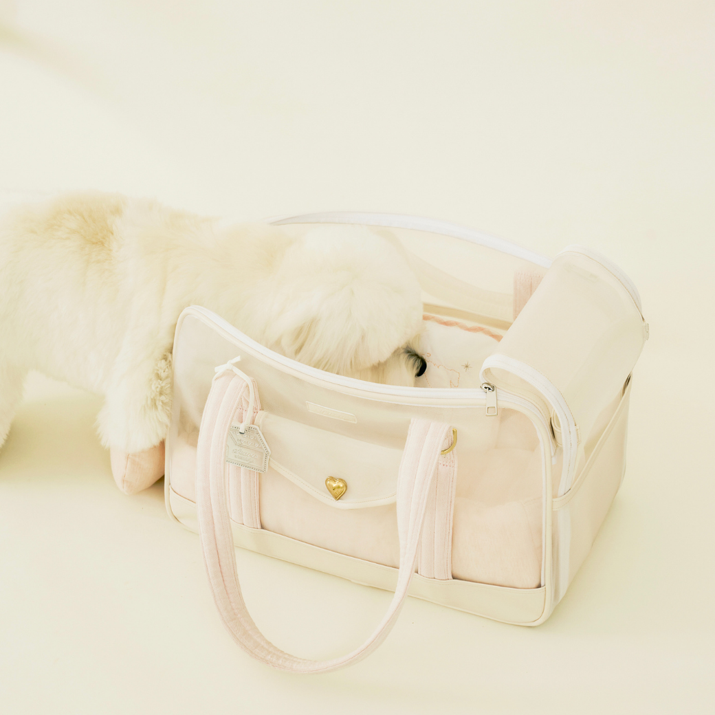 Mesh Ballon Bag (Ivory & Pink)
